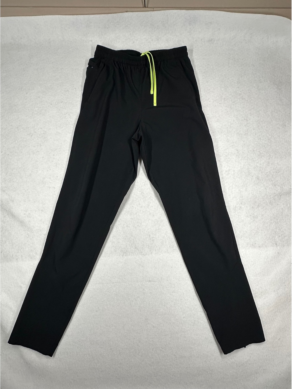 Champion Men's Black Athletic Track Pants Neon Drawstring, Zippered Ankles,Small